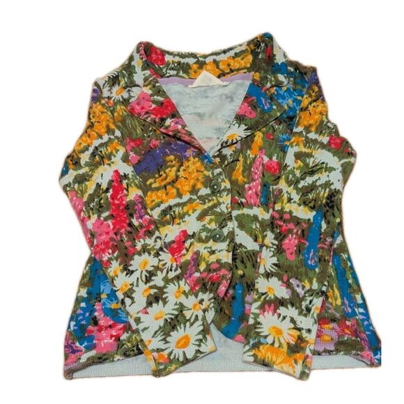 HWR Anthropologie Cardigan Sweater Women M Multicolor Knit Floral Artsy Bloom - Picture 1 of 8